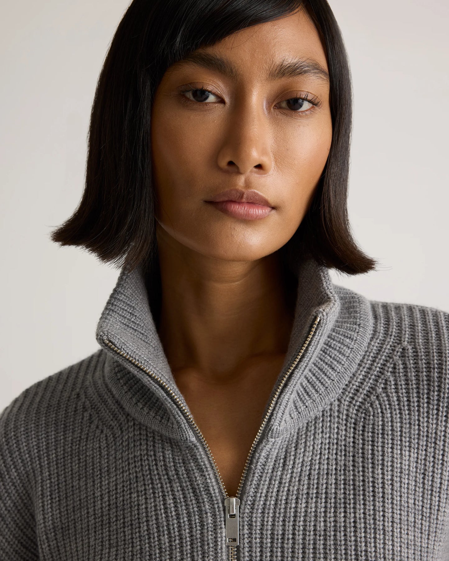 Australian Merino Wool Half Zip Sweater - XS / Heather Grey