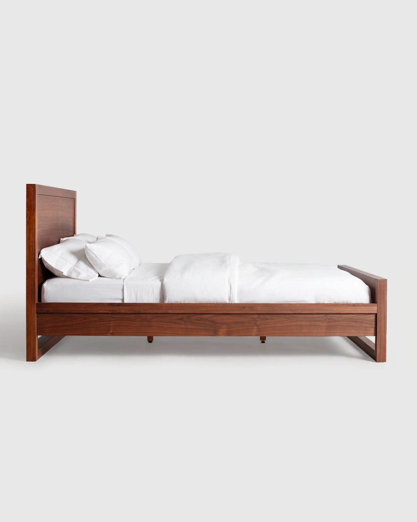 Solid Wood Frame Bed - Queen / Walnut Brown