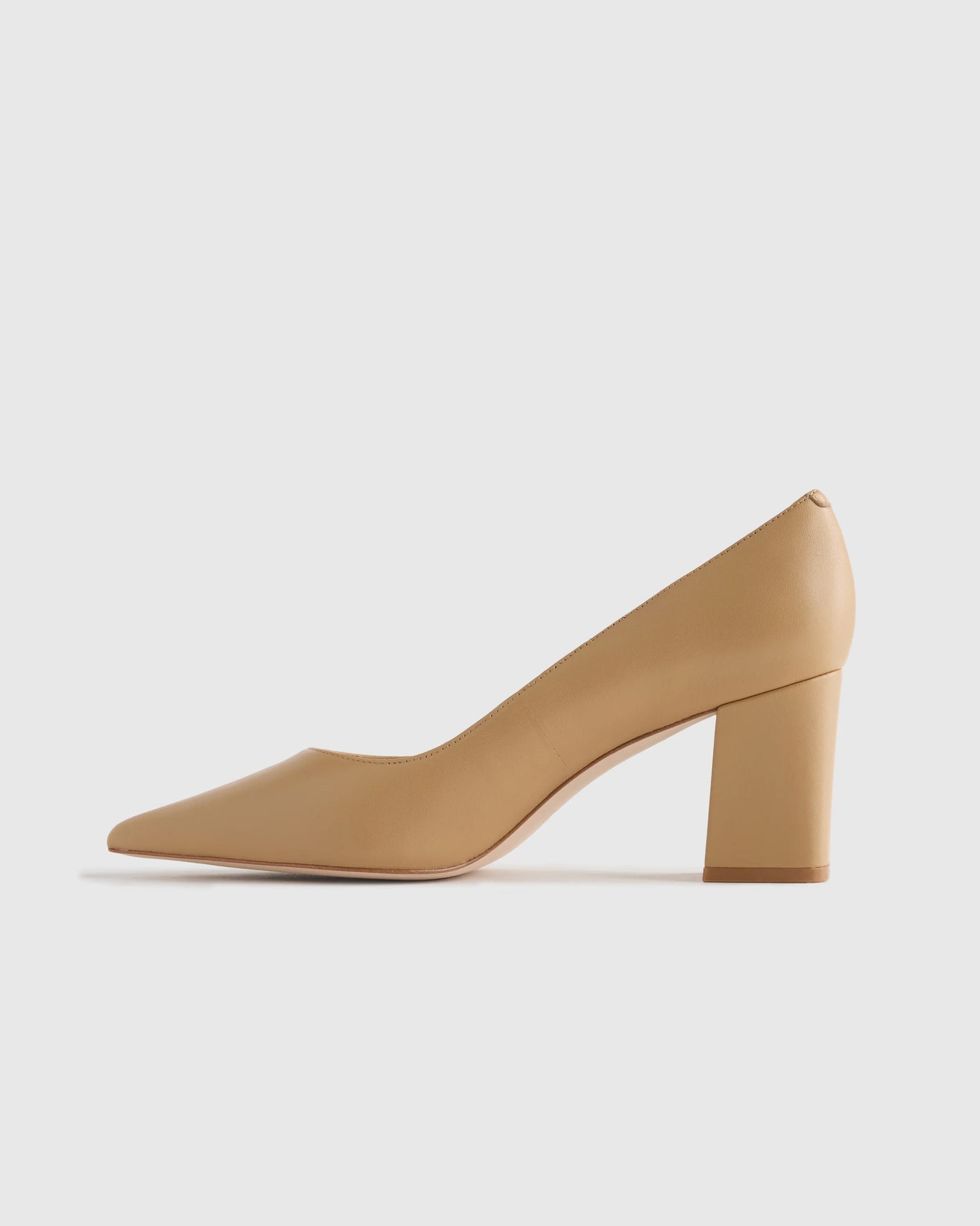 Italian Leather 65mm Block Heel Pump - 5 / Coffee Bean
