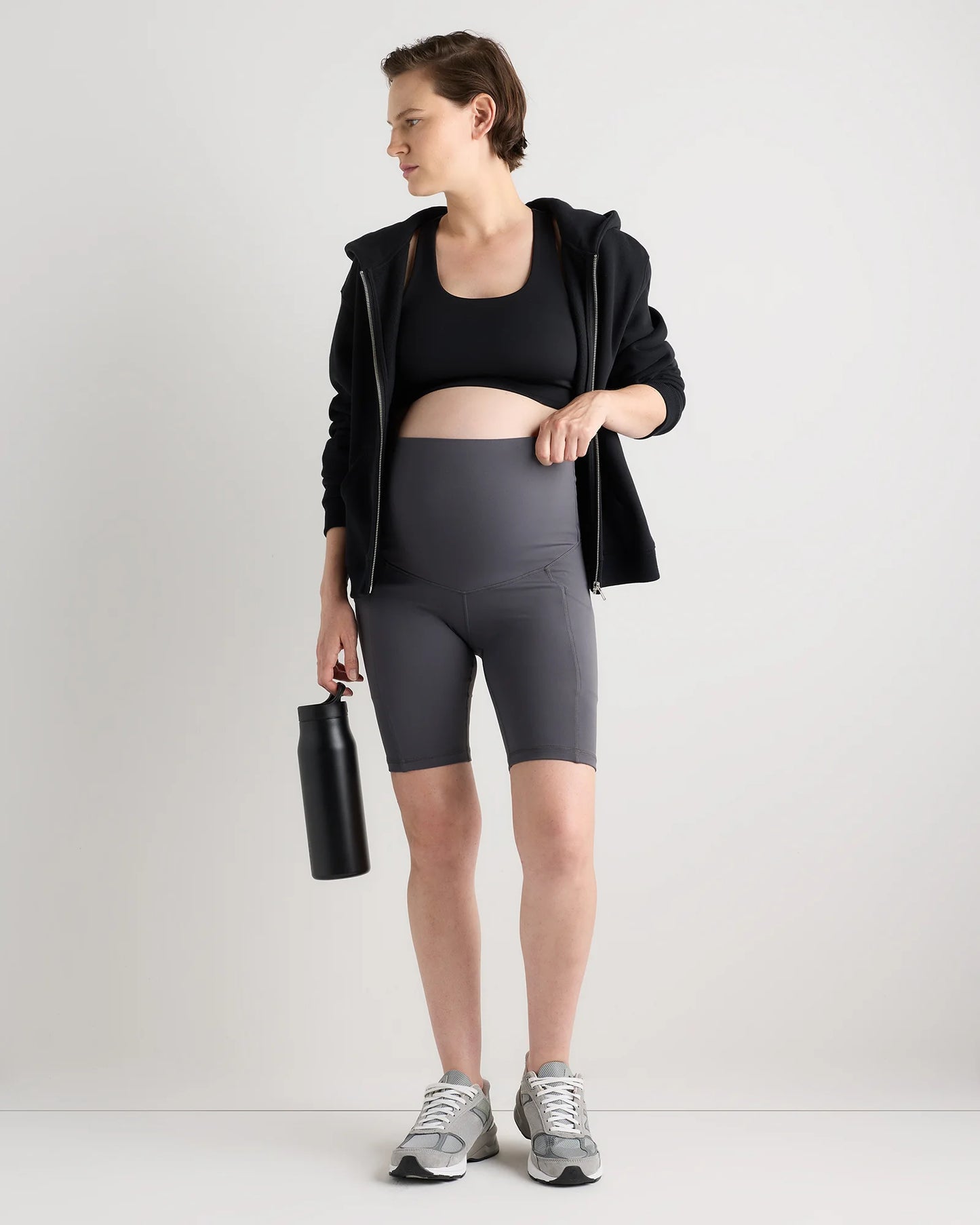 Ultra-Form Maternity Pocket Bike Short 9" - XS / Dark Coal