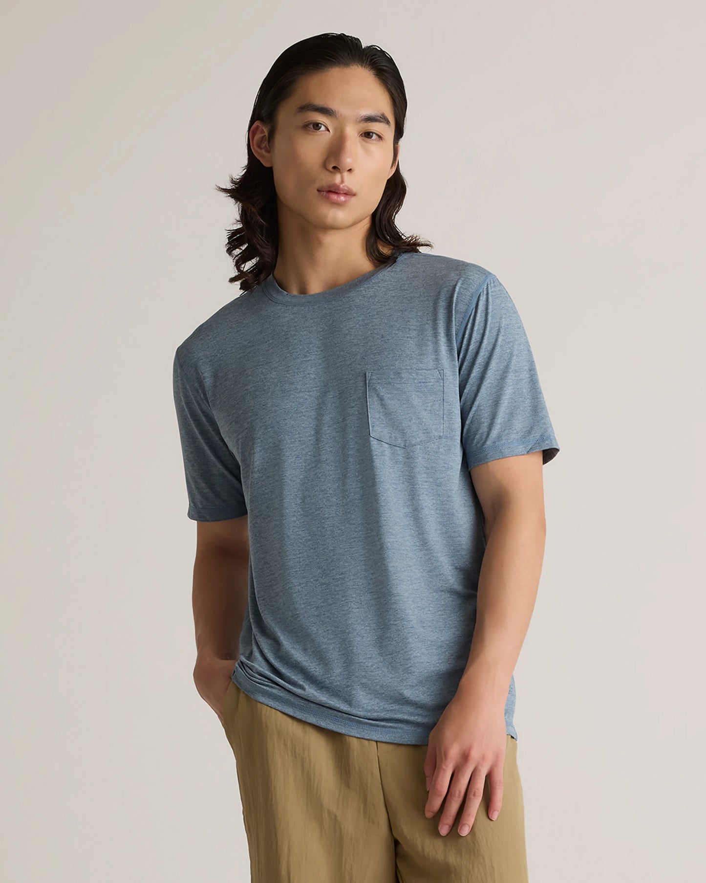 Flowknit Breeze Performance Pocket Tee - S / Heather Sky Blue