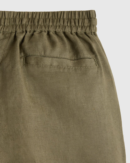 100% European Linen Drawstring Shorts - 6 / Vintage Pink Chambray