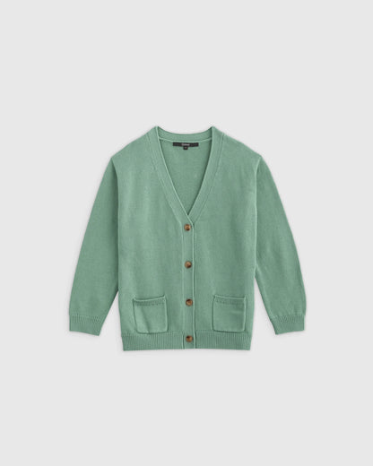 100% Organic Cotton Oversized V-Neck Cardigan 2-Pack - 6 / Grey/Granite Green