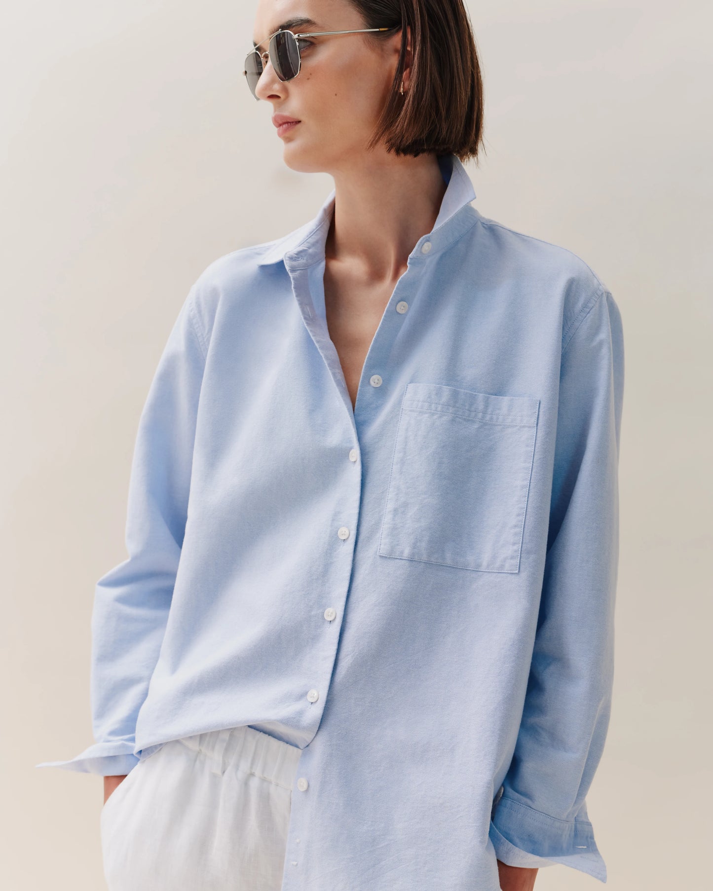Organic Cotton Relaxed Oxford Shirt - XS / Opal Pink