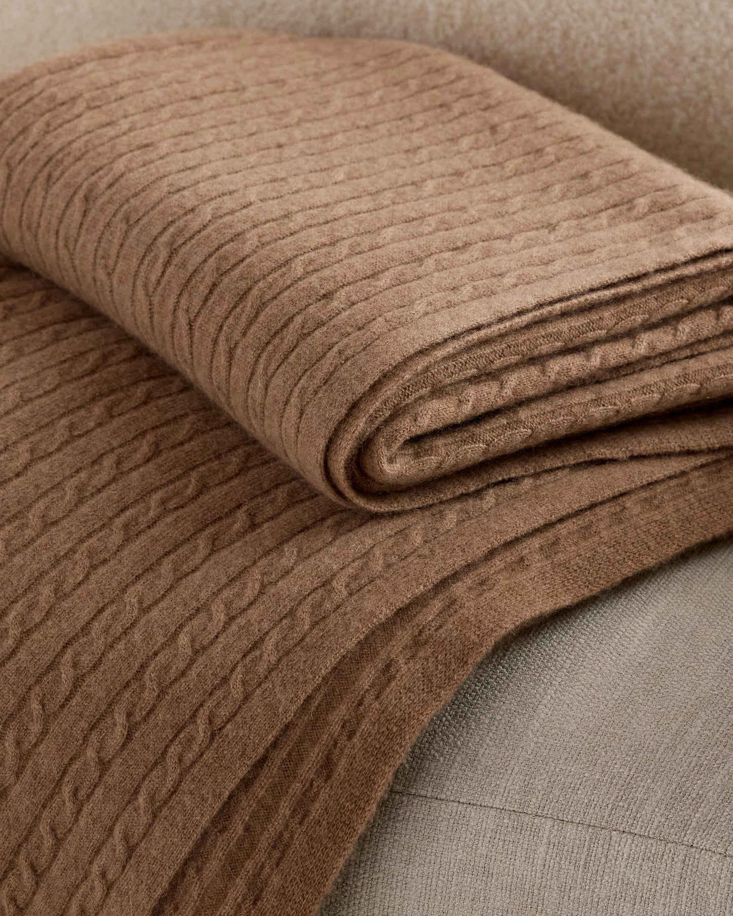 Cable Knit Cashmere Throw - 50x70 / Limoncello