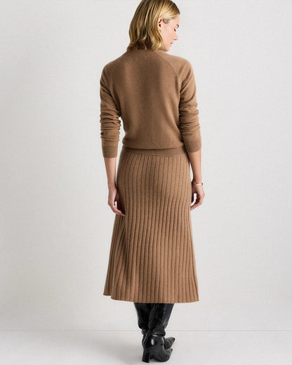 Mongolian Cashmere Midi Skirt - XS / Brown