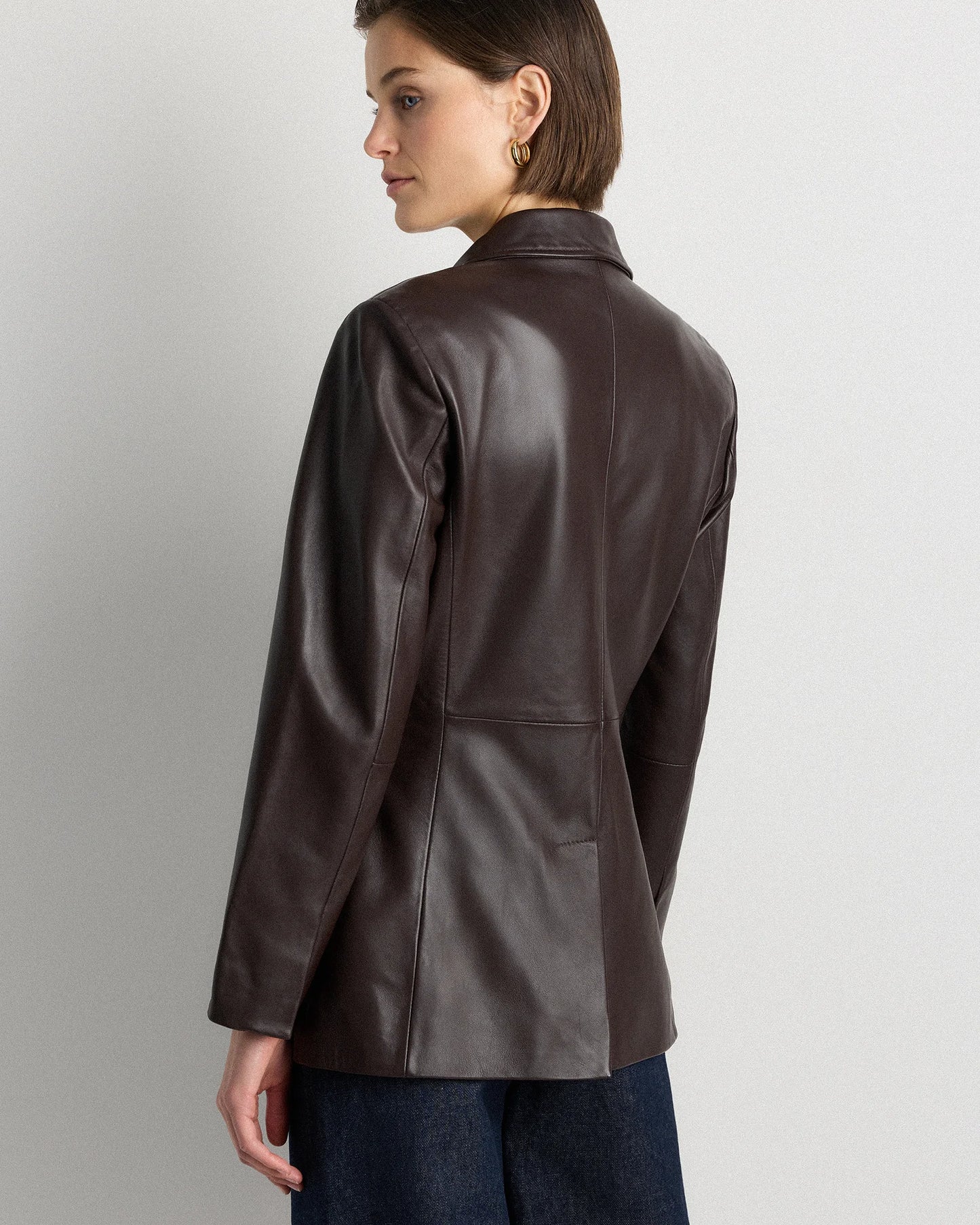 100% Leather Blazer - XS / Rich Brown