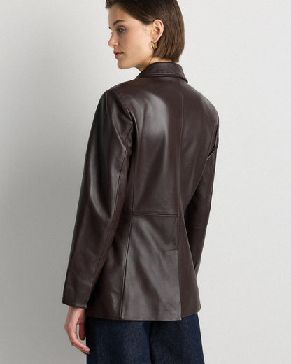 100% Leather Blazer - XS / Rich Brown