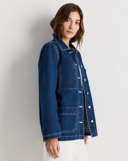 100% Organic Cotton Denim Chore Jacket - XS / Indigo Blue