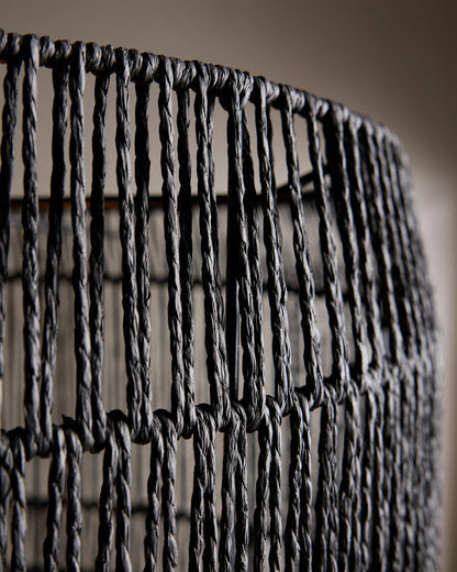 Woven Rope Drum Pendant Light - One Size / Black