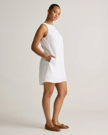 100% European Linen Tank Mini Dress - XS / Martini Olive