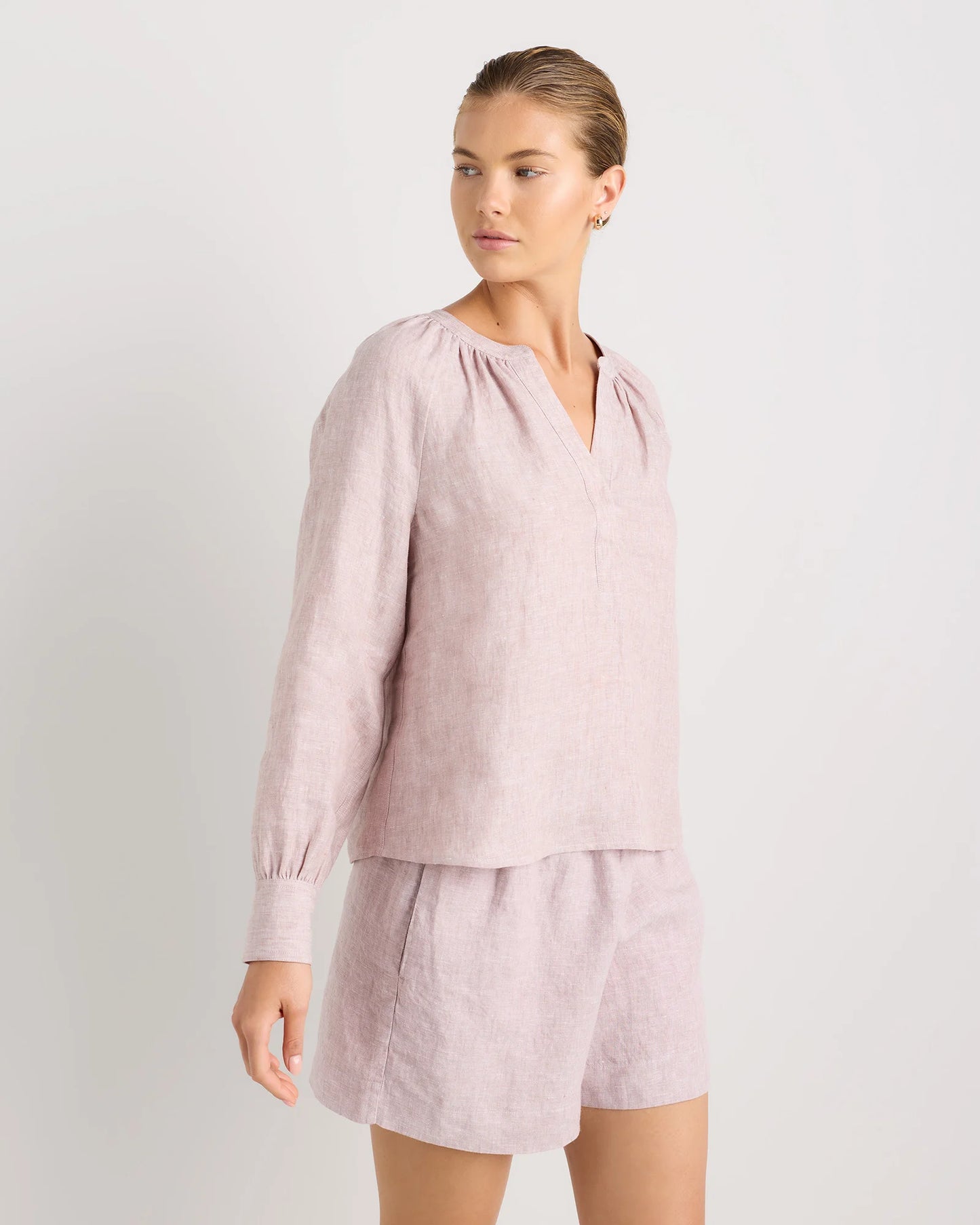 100% European Linen Peasant Top - XS / White