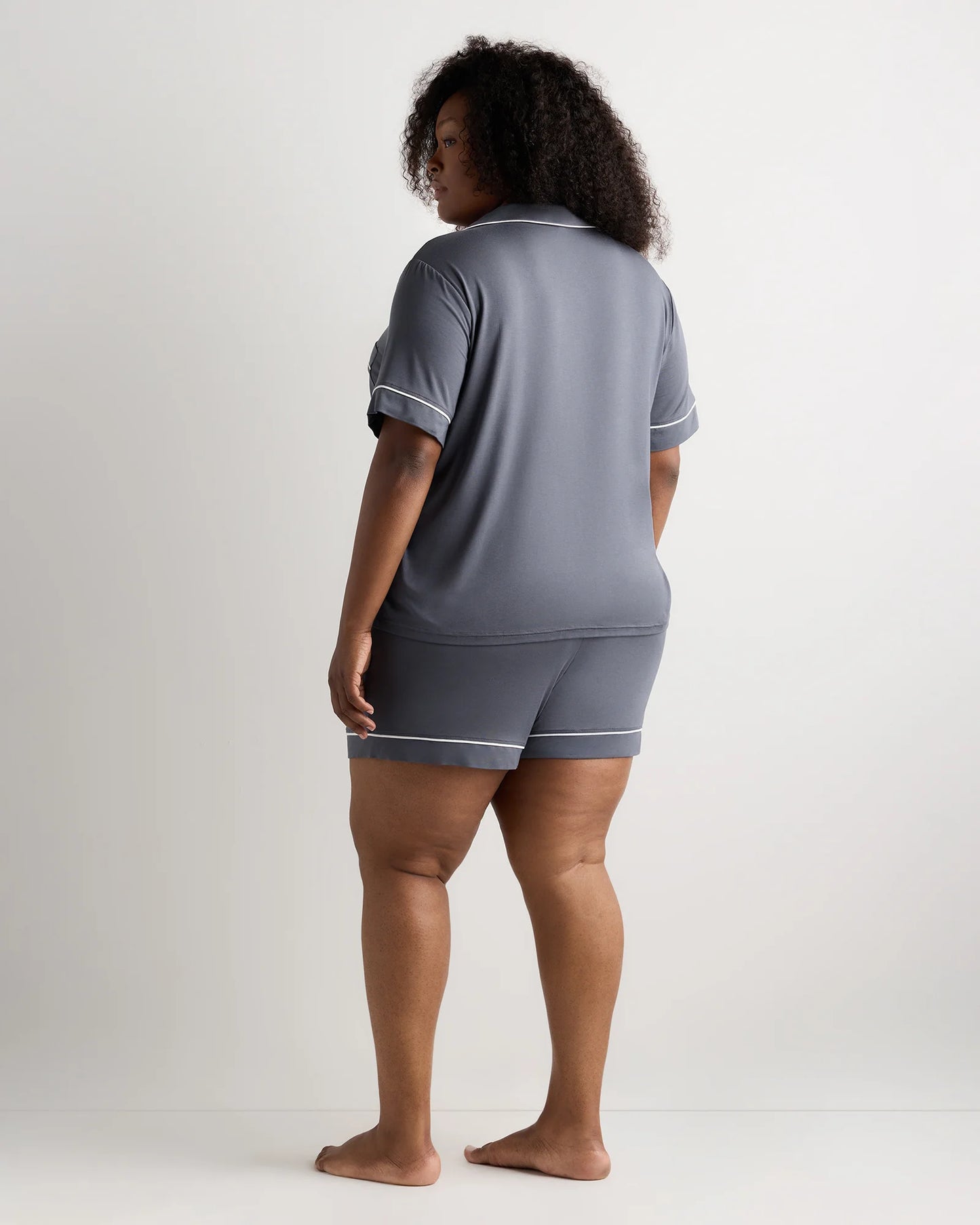Bamboo Jersey Short Sleeve Pajama Set - 1X / Black