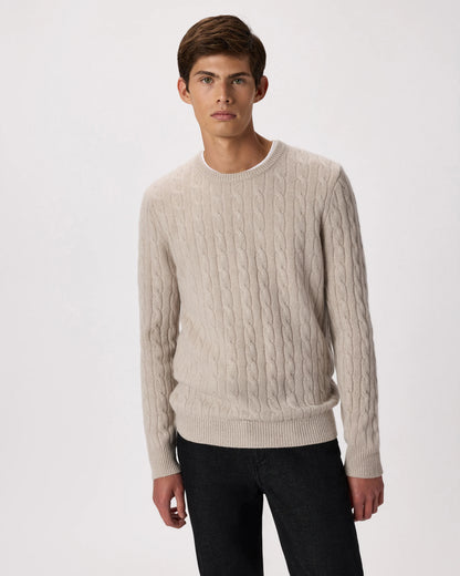 Mongolian Cashmere Classic Cable Crewneck Sweater - S / Teak