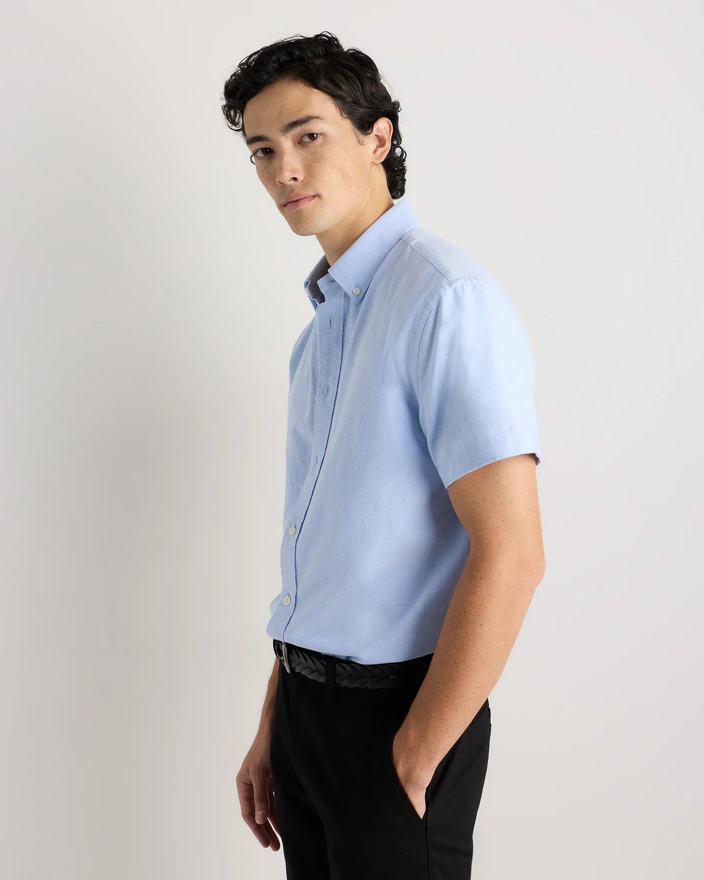 100% Organic Cotton Short Sleeve Oxford Shirt - S / Dark Coal