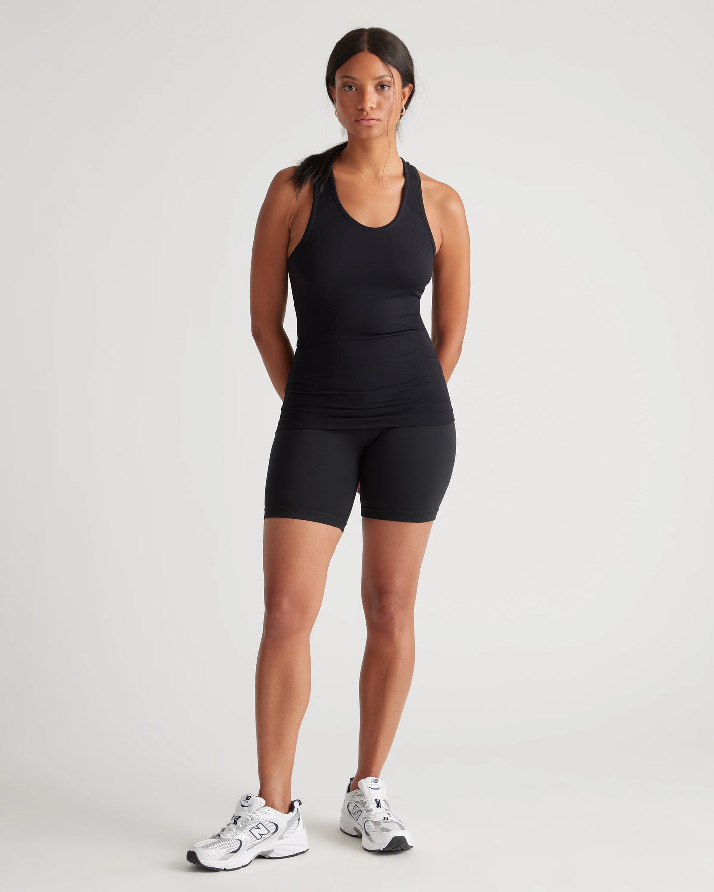 Seamless Ruched Racerback Tank - XS / Black