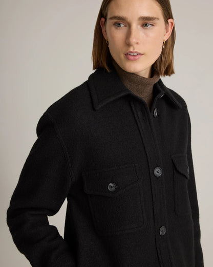 100% Merino Wool Long Shirt Jacket - XS / Heather Bone