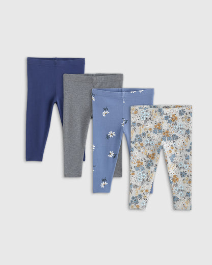 Organic Cotton Leggings 4-Pack - 0-3M / Golden Daisy/Black Dot
