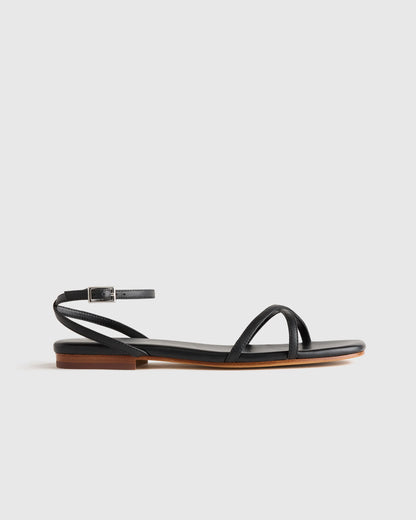 Italian Leather Ankle Strap Sandal - 5 / Cognac