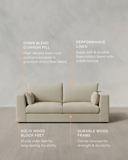 Oasis Sofa in Performance Linen - 7ft / Pearl