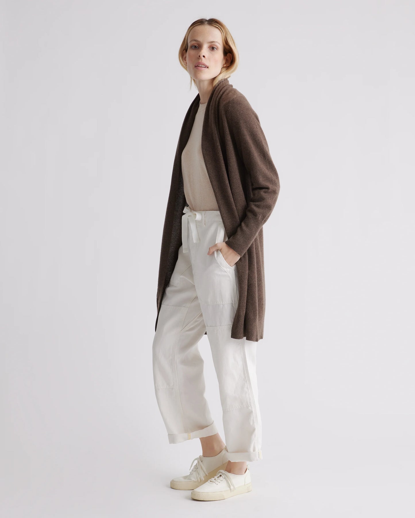 Mongolian Cashmere Duster Cardigan Sweater - XS / Oatmeal