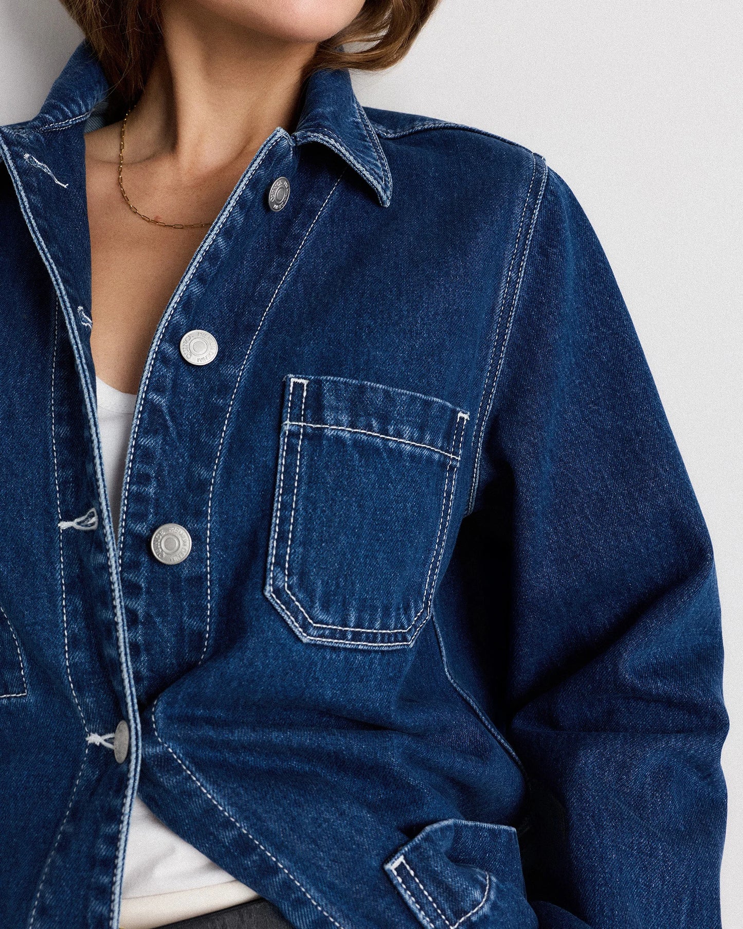 100% Organic Cotton Denim Chore Jacket - XS / Indigo Blue