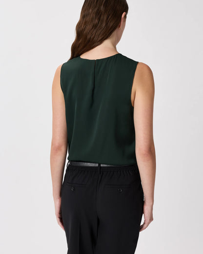 Washable Stretch Silk Shell Tank - XS / Forest Green