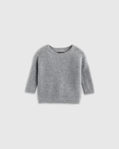 Washable Cashmere Fisherman Tunic Sweater - 3-6M / Heather Grey