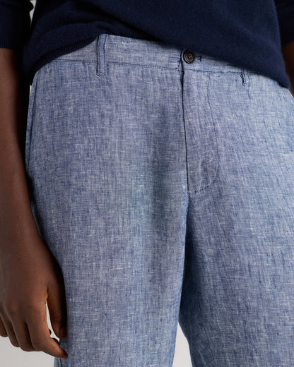 100% European Linen Trousers - 30X30 / Chambray Blue