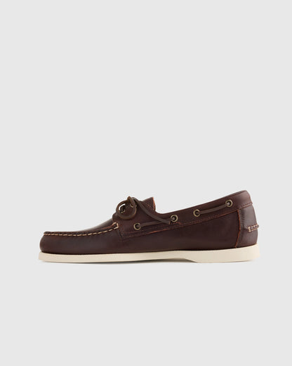 Water Resistant Leather Boat Shoe - 7 / Brunette
