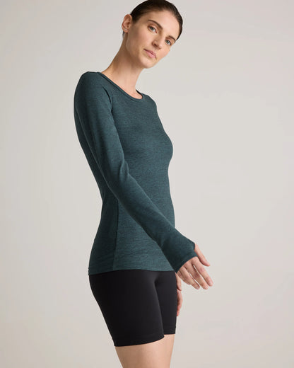 Ultra-Soft Fitted Long Sleeve Top - XS / Heather Navy
