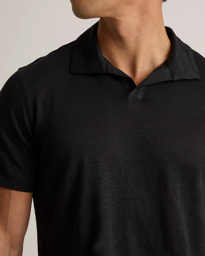 Men's 100% European Linen Jersey Polo - S / Black