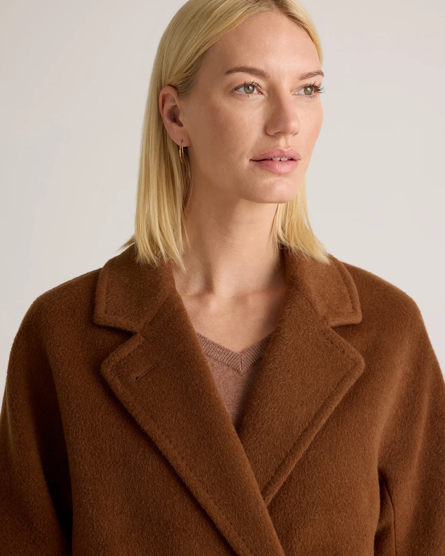 Camel Hair Double-Breasted Slouch Coat - XS / Vicuna