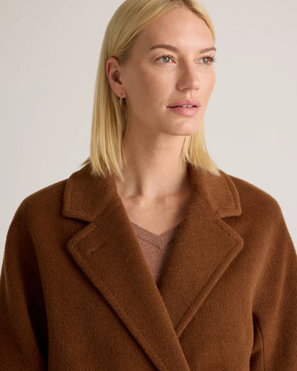 Camel Hair Double-Breasted Slouch Coat - XS / Vicuna