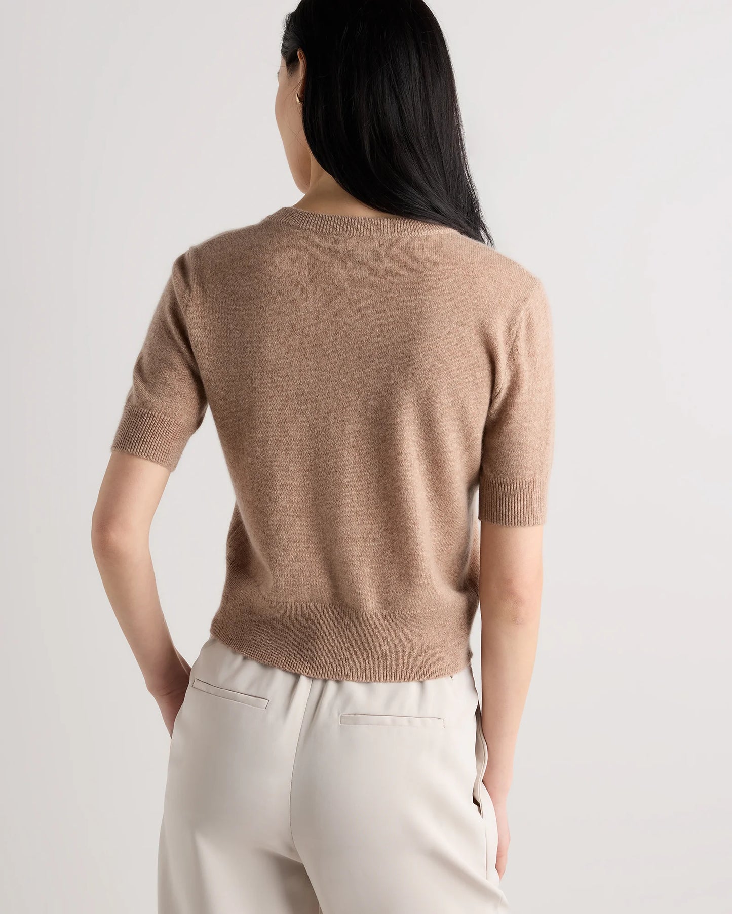 Mongolian Cashmere Short Sleeve Cardigan - XS / Oatmeal