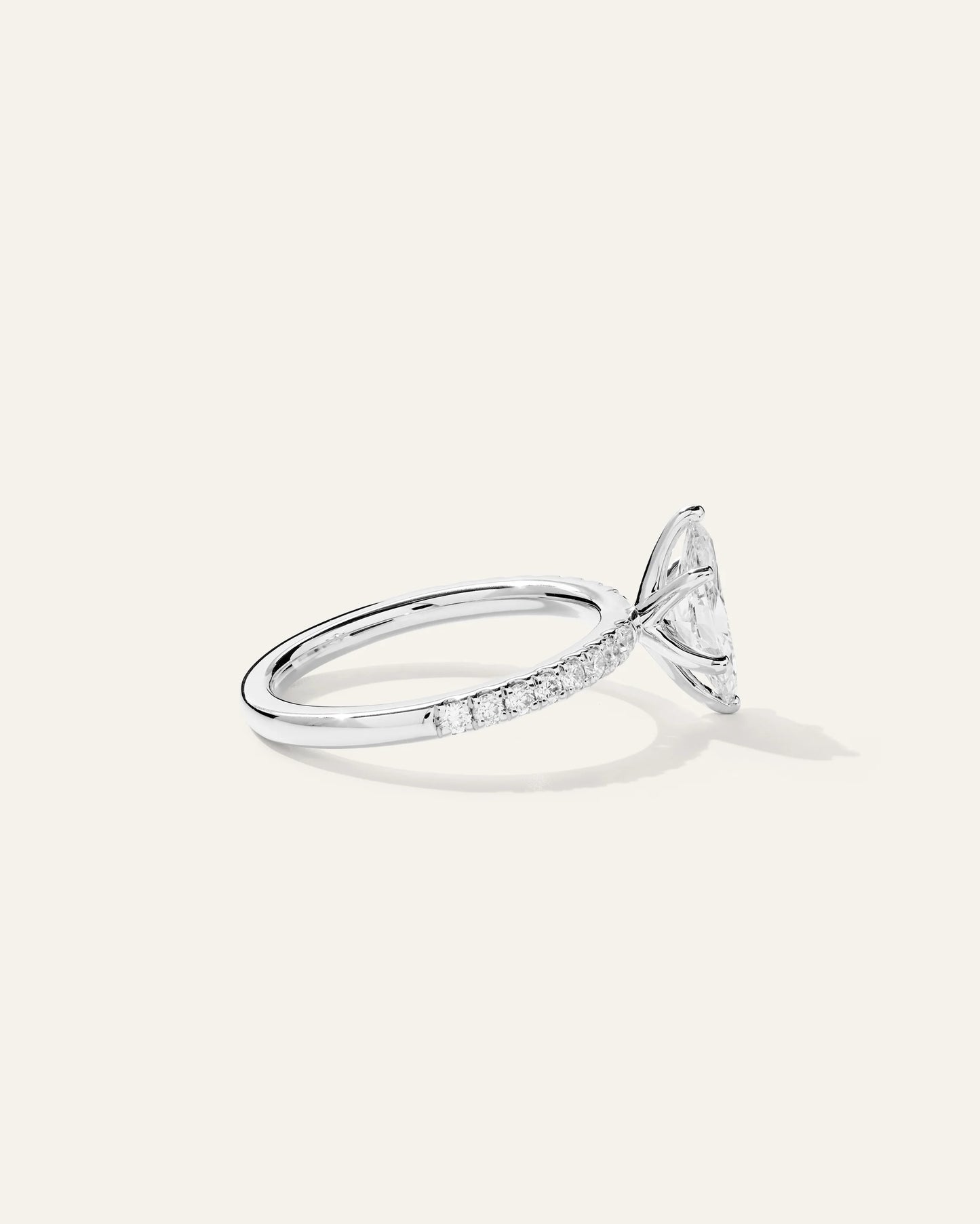 Lab Grown Diamond Marquise Petite Pave Engagement Ring - 1ct - 4 / Yellow Gold
