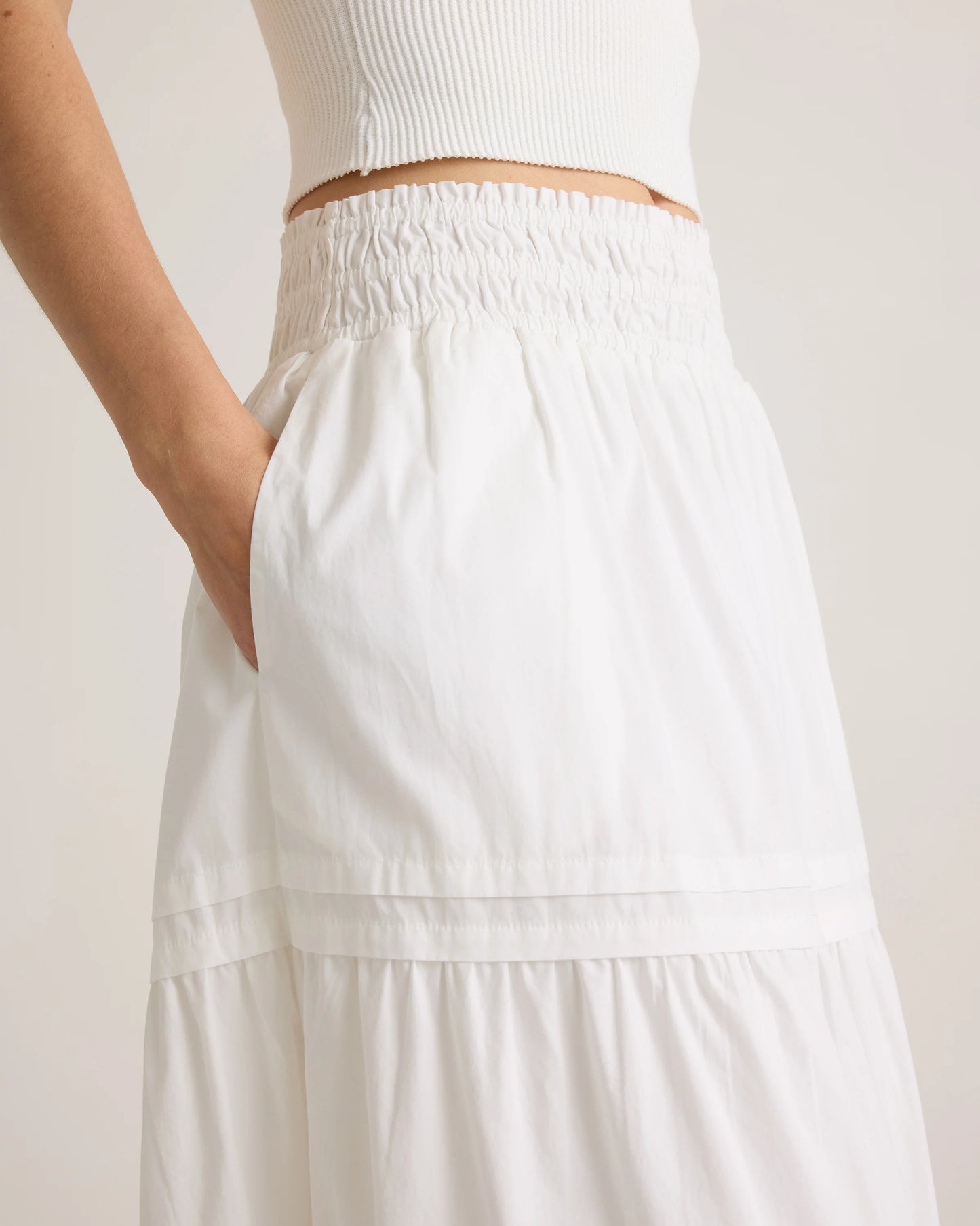 100% Organic Cotton Poplin Tiered Maxi Skirt - XS / Black