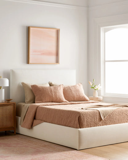 Square Bed in Performance Linen - Full / Ivory