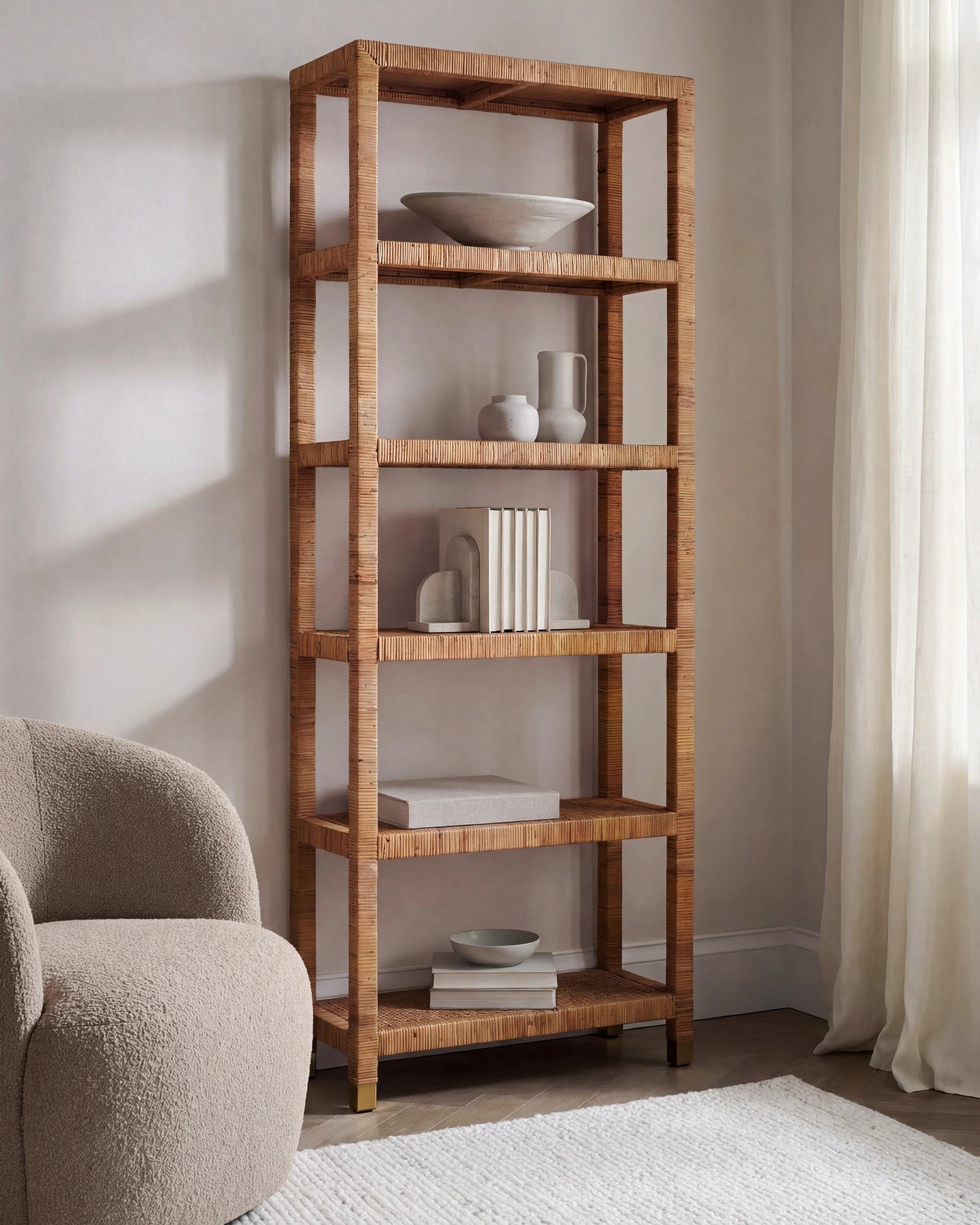 Handwoven Rattan Bookcase - One Size / Natural