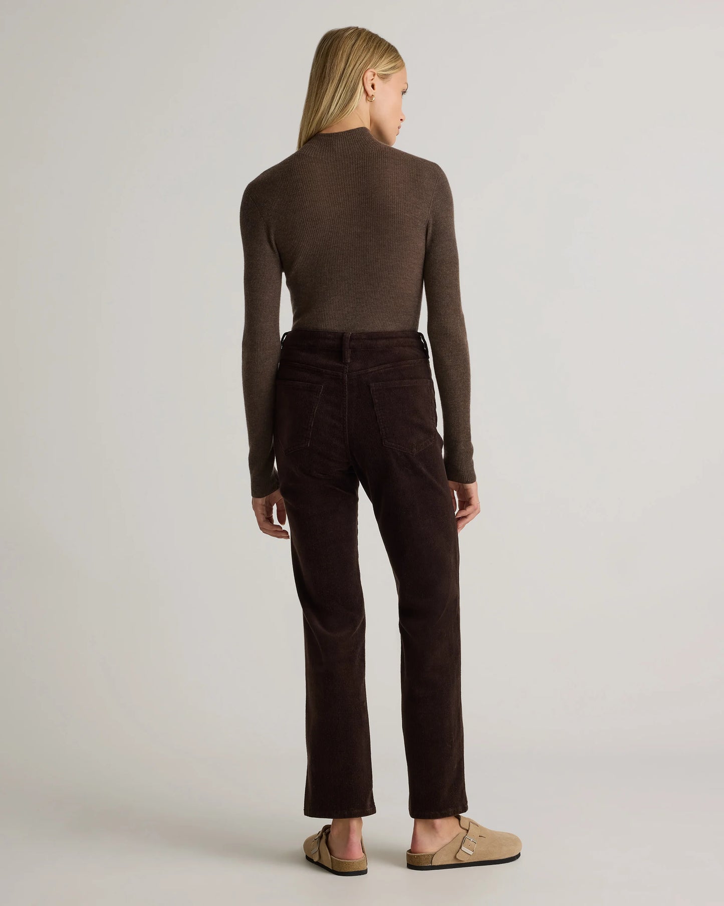 Organic Stretch Corduroy Straight Leg Pants - 0 / Espresso