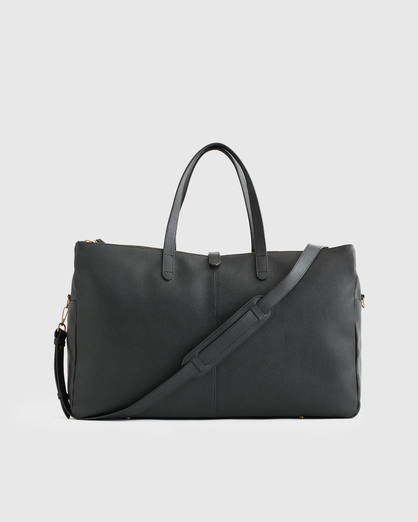 Italian Leather Triple Compartment Weekender - One Size / Black