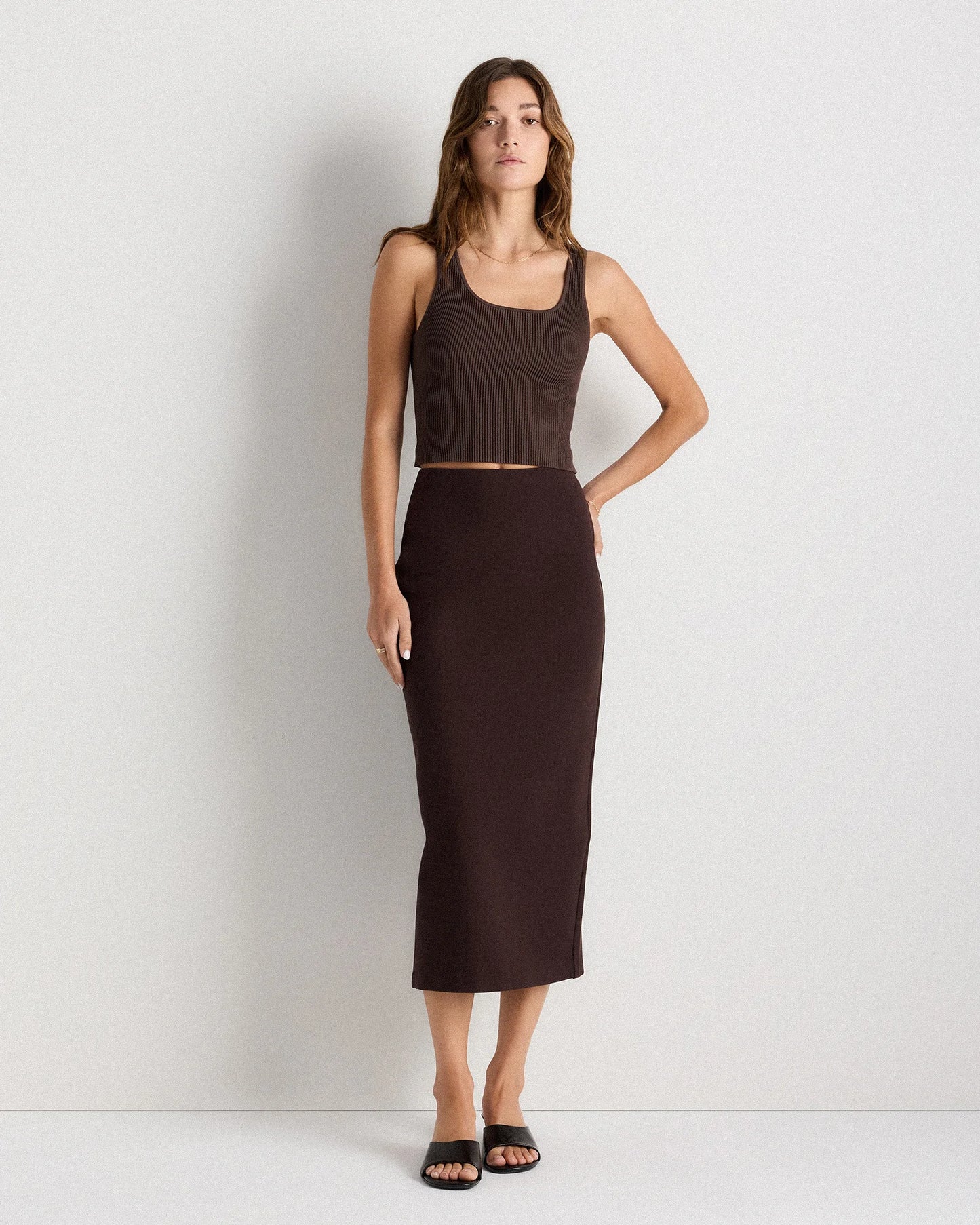 Ultra-Stretch Ponte Maxi Pencil Skirt - XS / Navy