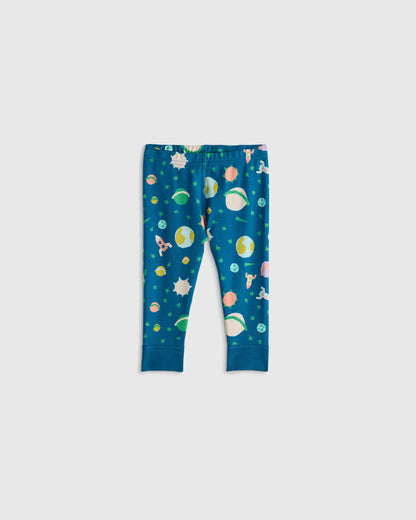 100% Organic Cotton Short Sleeve and Pant Pajama Set - 12-18M / Planets