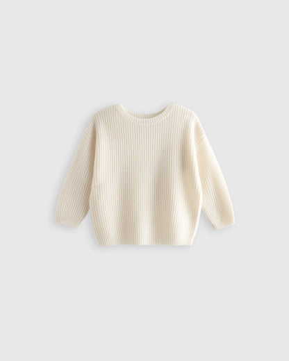 Washable Cashmere Fisherman Tunic Sweater - 3-6M / Heather Grey