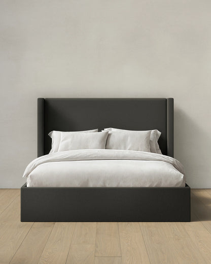 100% Linen Wingback Bed - Full / Canvas