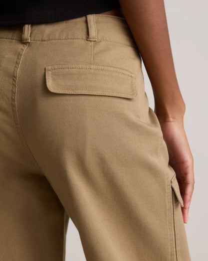 Organic Stretch Cotton Twill Cargo Pants - 0 / Light Khaki