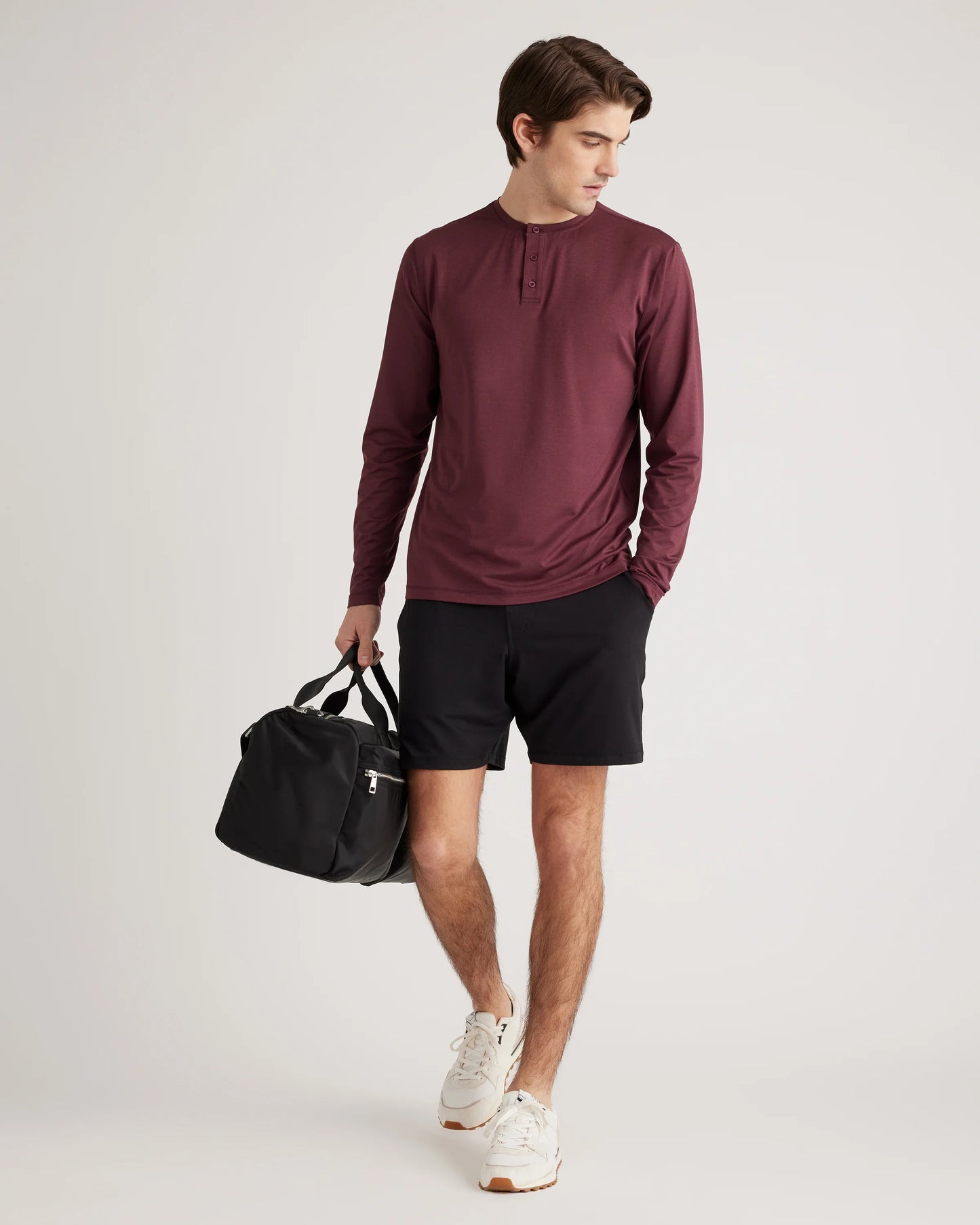 Flowknit Breeze Performance Long Sleeve Henley Tee - XS / Olive