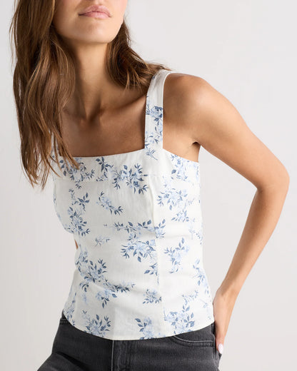 100% European Linen Fitted Tank - XS / Moonstone Blue