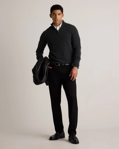Mongolian Cashmere Quarter Zip Sweater - S / Olive Twist
