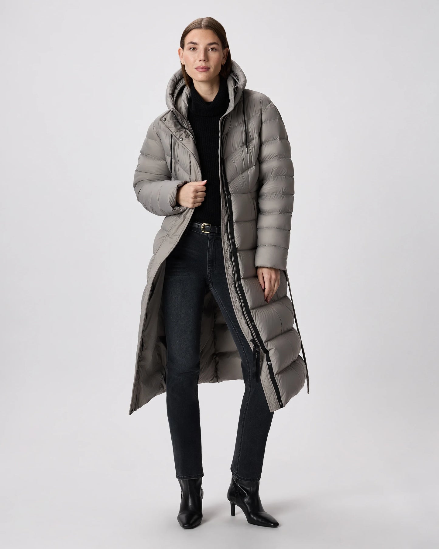 Responsible Down Belted Puffer Maxi Coat - XS / Morel Grey